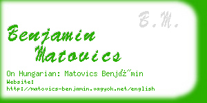 benjamin matovics business card